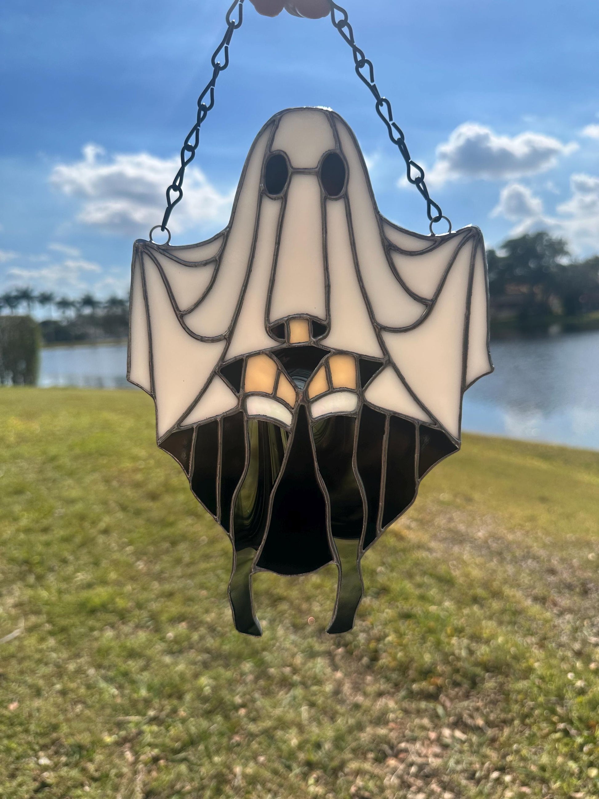 Sexy Female Ghost Stained Glass Suncatcher, Pin Up Spooky Boudoir Decor