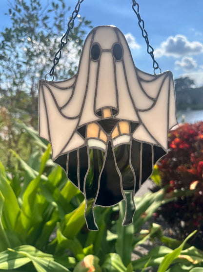 Sexy Female Ghost Stained Glass Suncatcher, Pin Up Spooky Boudoir Decor