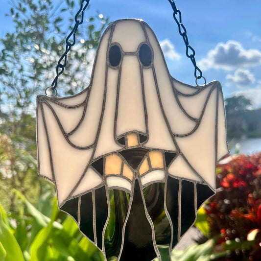 Sexy Female Ghost Stained Glass Suncatcher, Pin Up Spooky Boudoir Decor