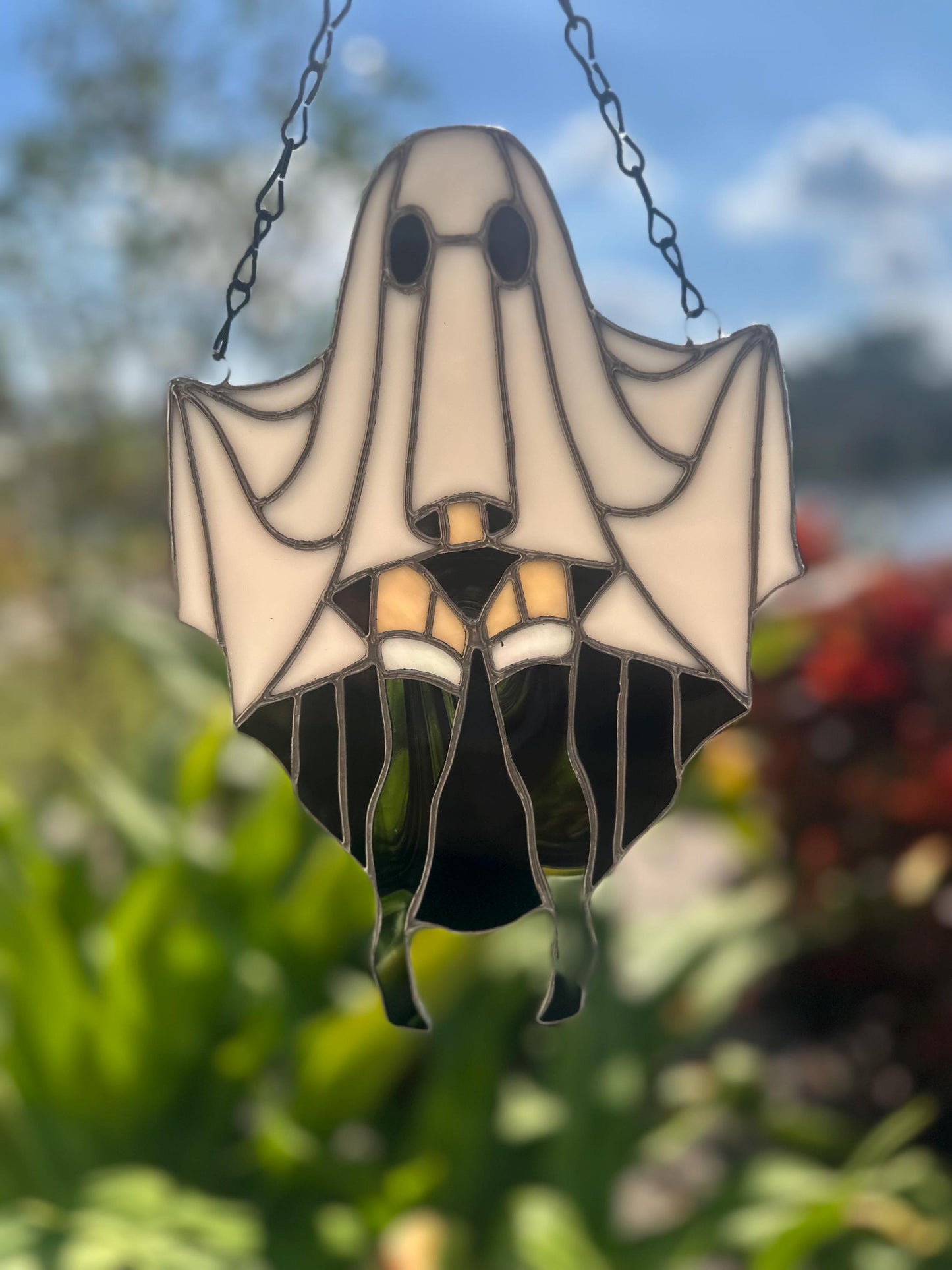 Sexy Female Ghost Stained Glass Suncatcher, Pin Up Spooky Boudoir Decor