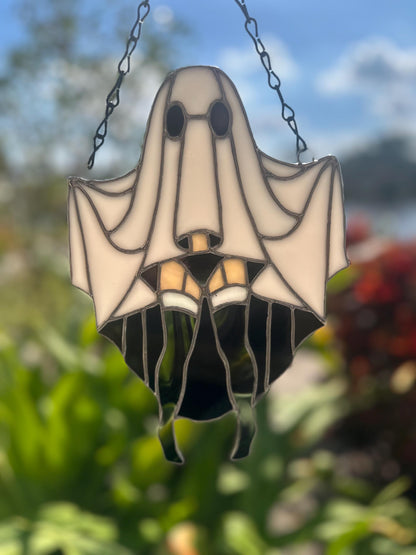 Sexy Female Ghost Stained Glass Suncatcher, Pin Up Spooky Boudoir Decor