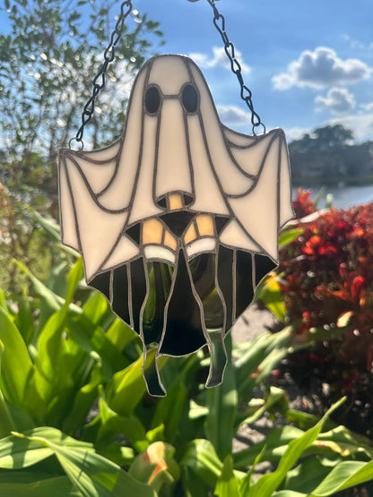 Sexy Female Ghost Stained Glass Suncatcher, Pin Up Spooky Boudoir Decor