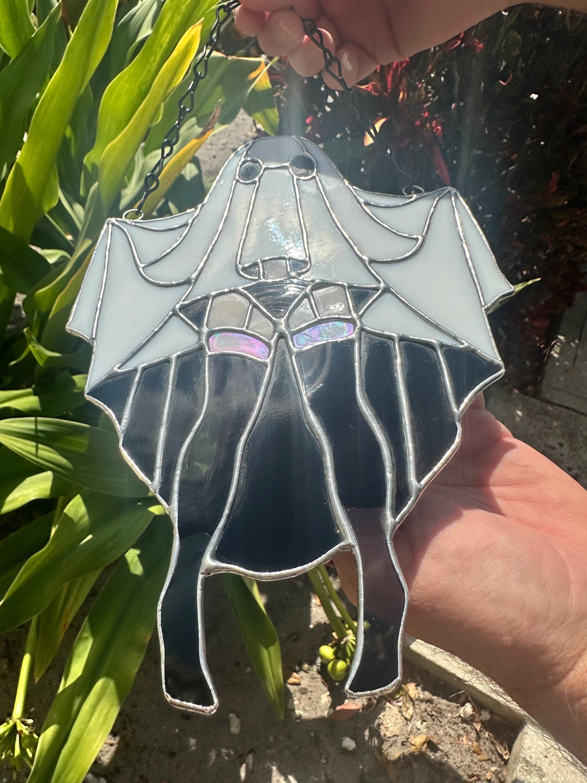 Sexy Female Ghost Stained Glass Suncatcher, Pin Up Spooky Boudoir Decor