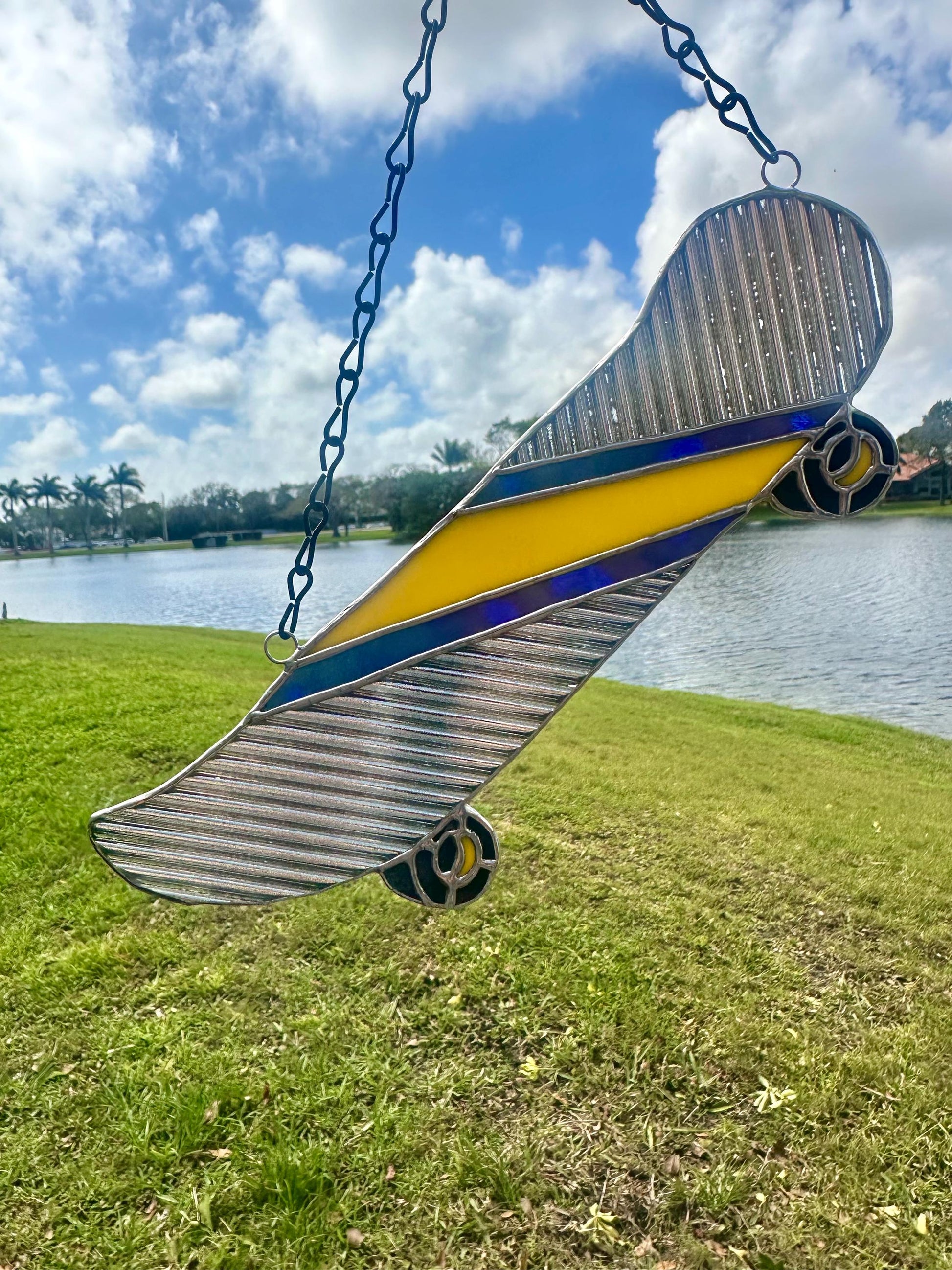 Retro Skateboard Stained Glass Suncatcher – Handmade Window Art for Punks and Goths