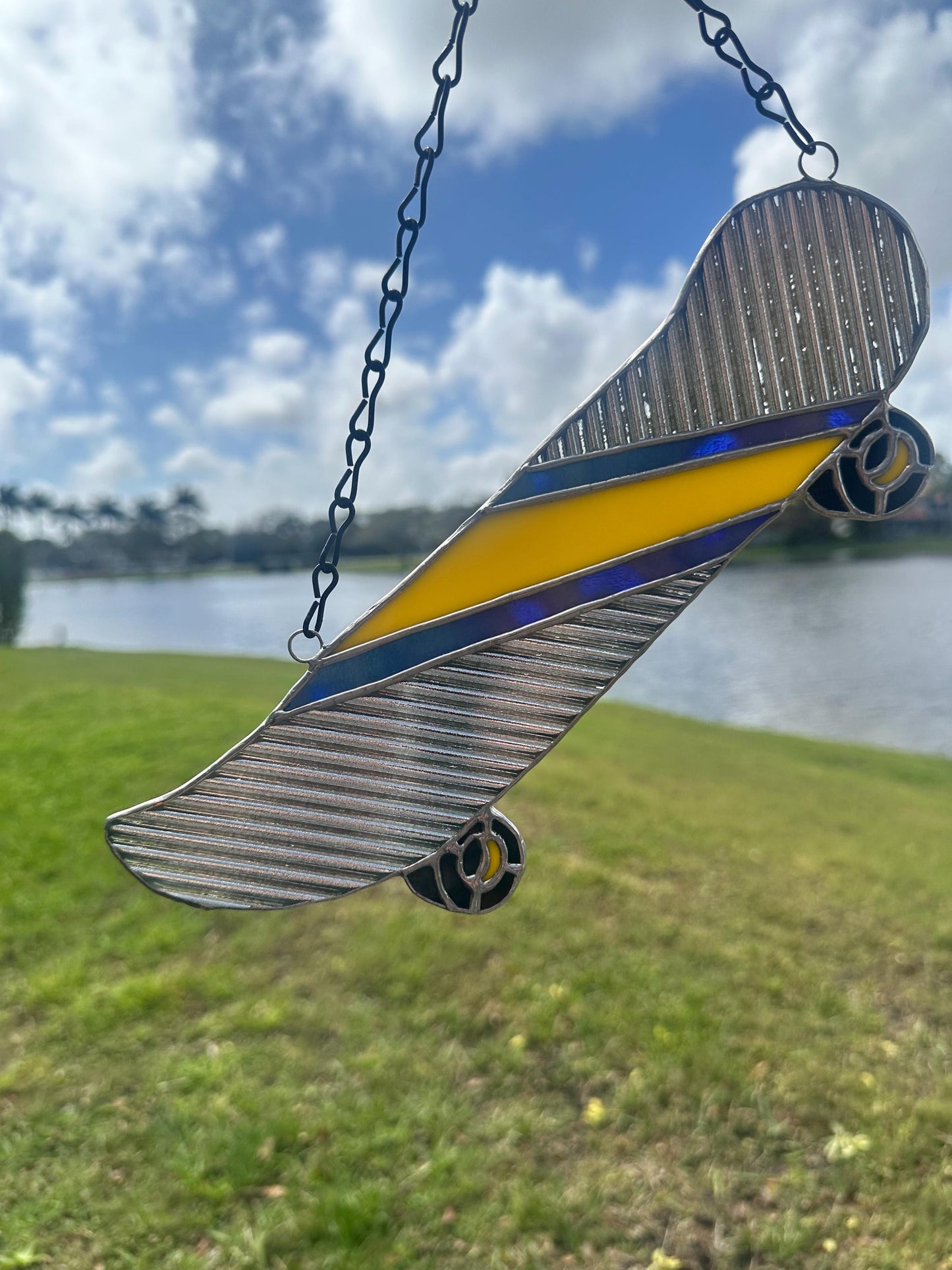 Retro Skateboard Stained Glass Suncatcher – Handmade Window Art for Punks and Goths
