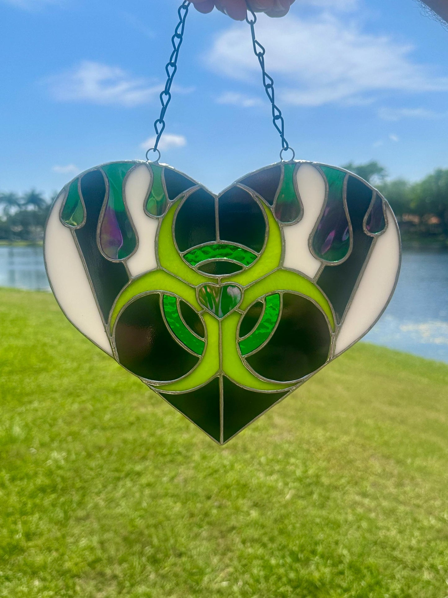 Toxic Love Stained Glass Heart Suncatcher | Gothic Window & Wall Decor
