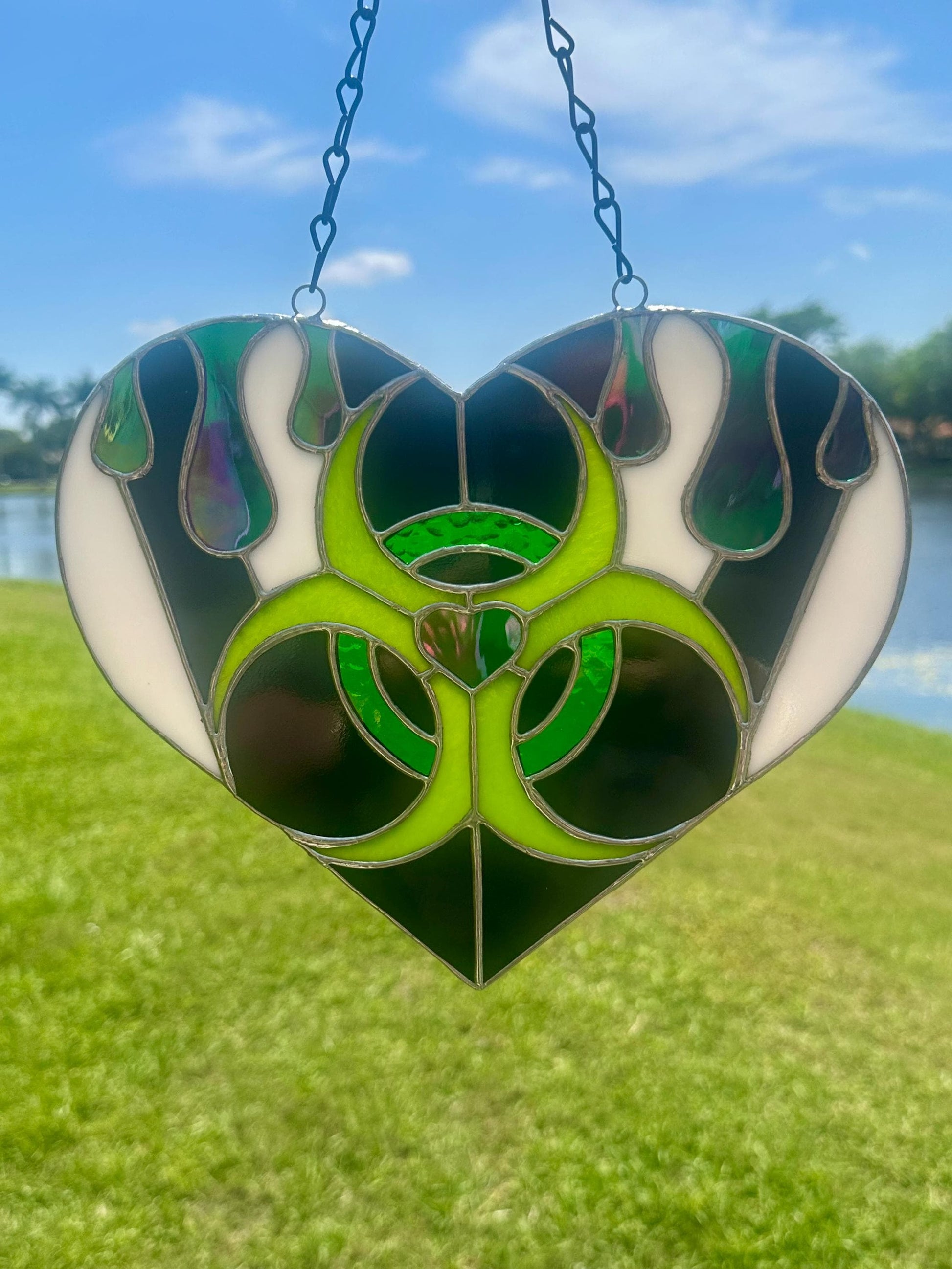 Toxic Love Stained Glass Heart Suncatcher | Gothic Window & Wall Decor