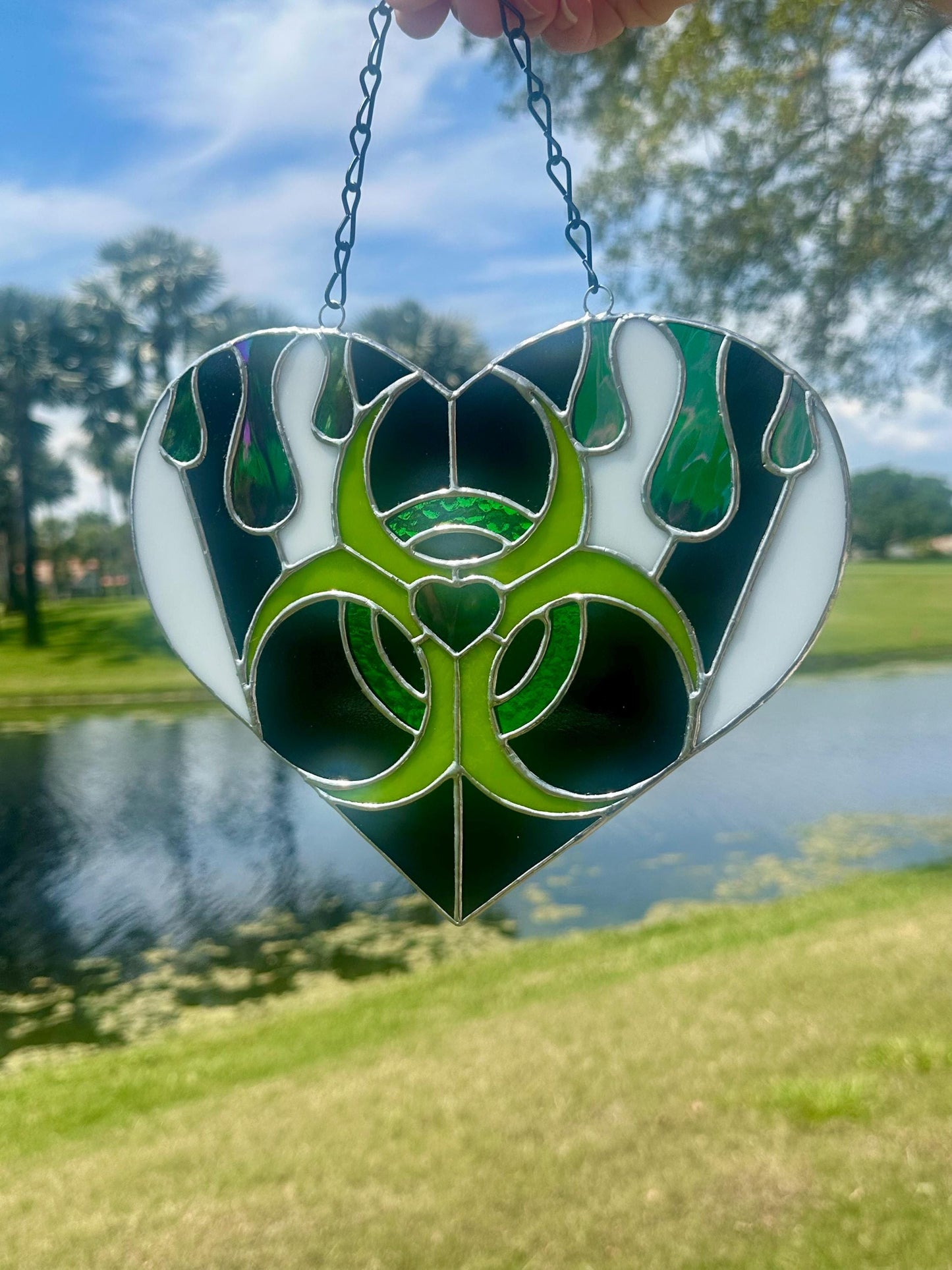 Toxic Love Stained Glass Heart Suncatcher | Gothic Window & Wall Decor