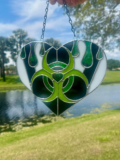 Toxic Love Stained Glass Heart Suncatcher | Gothic Window & Wall Decor