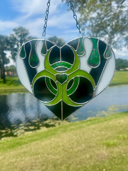 Toxic Love Stained Glass Heart Suncatcher | Gothic Window & Wall Decor