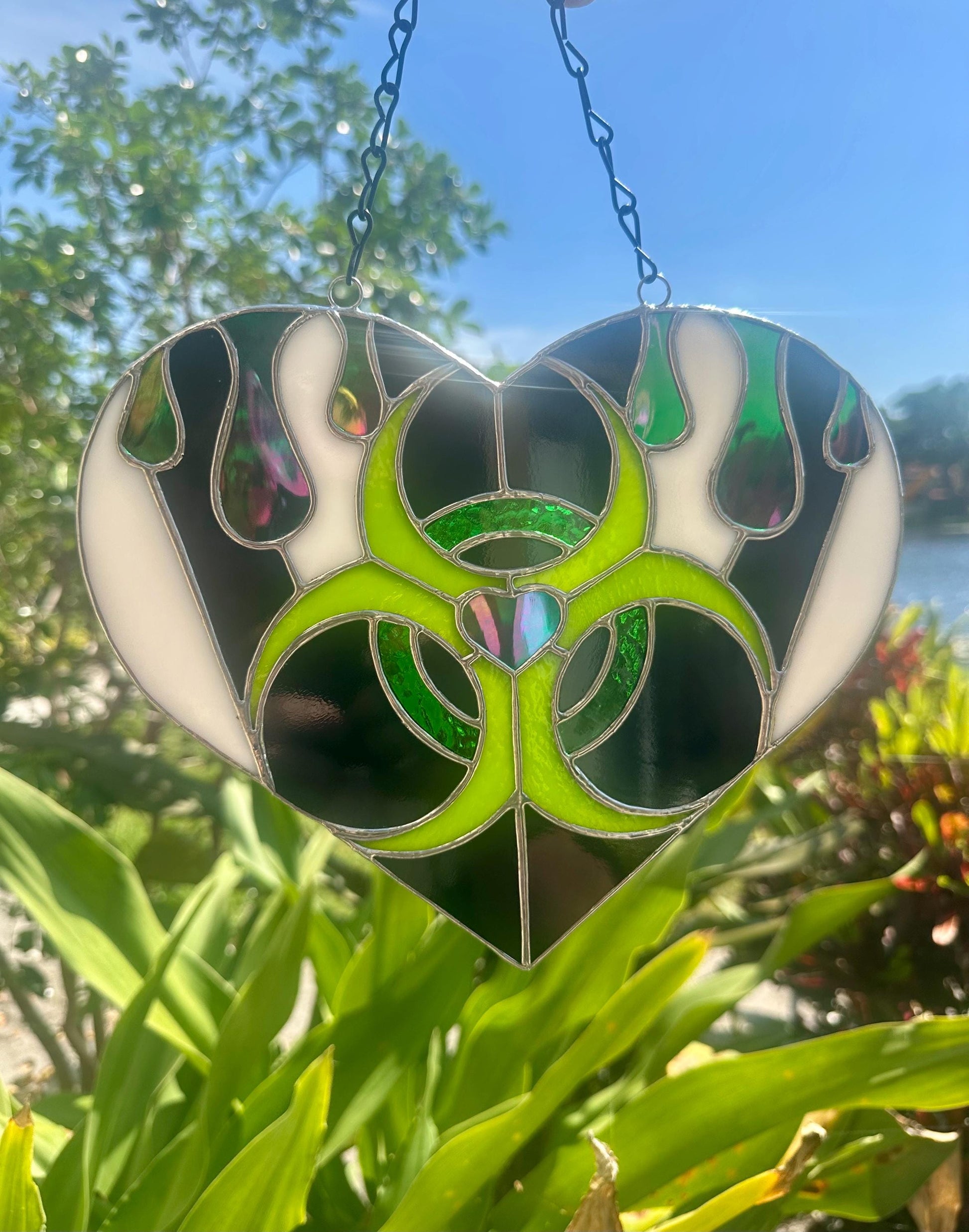 Toxic Love Stained Glass Heart Suncatcher | Gothic Window & Wall Decor