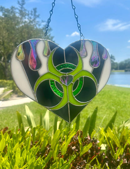 Toxic Love Stained Glass Heart Suncatcher | Gothic Window & Wall Decor