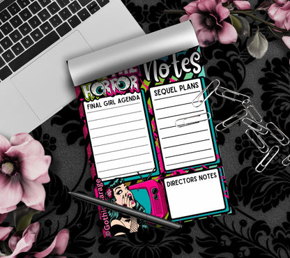 Oh The Horror Notepad – Final Girl Agenda Horror Memo Pad | Spooky To Do List Stationery