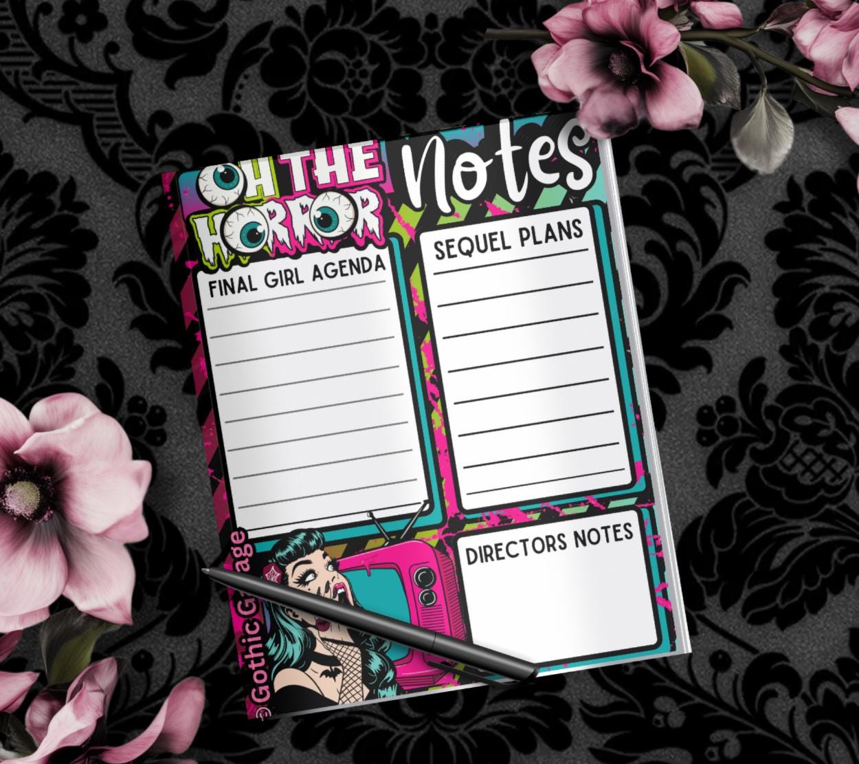 Oh The Horror Notepad – Final Girl Agenda Horror Memo Pad | Spooky To Do List Stationery