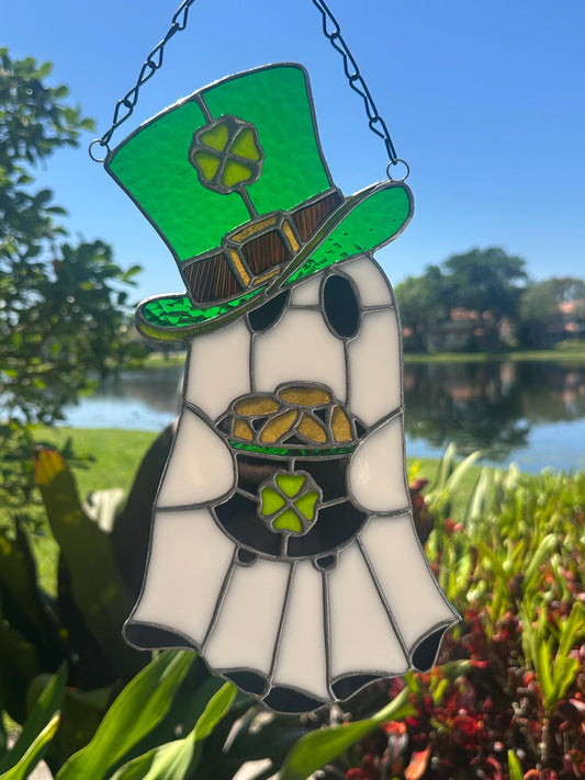 Lucky Irish Ghost Stained Glass Suncatcher - Gothic Window Decor