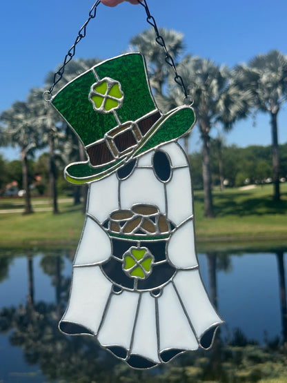 Lucky Irish Ghost Stained Glass Suncatcher - Gothic Window Decor