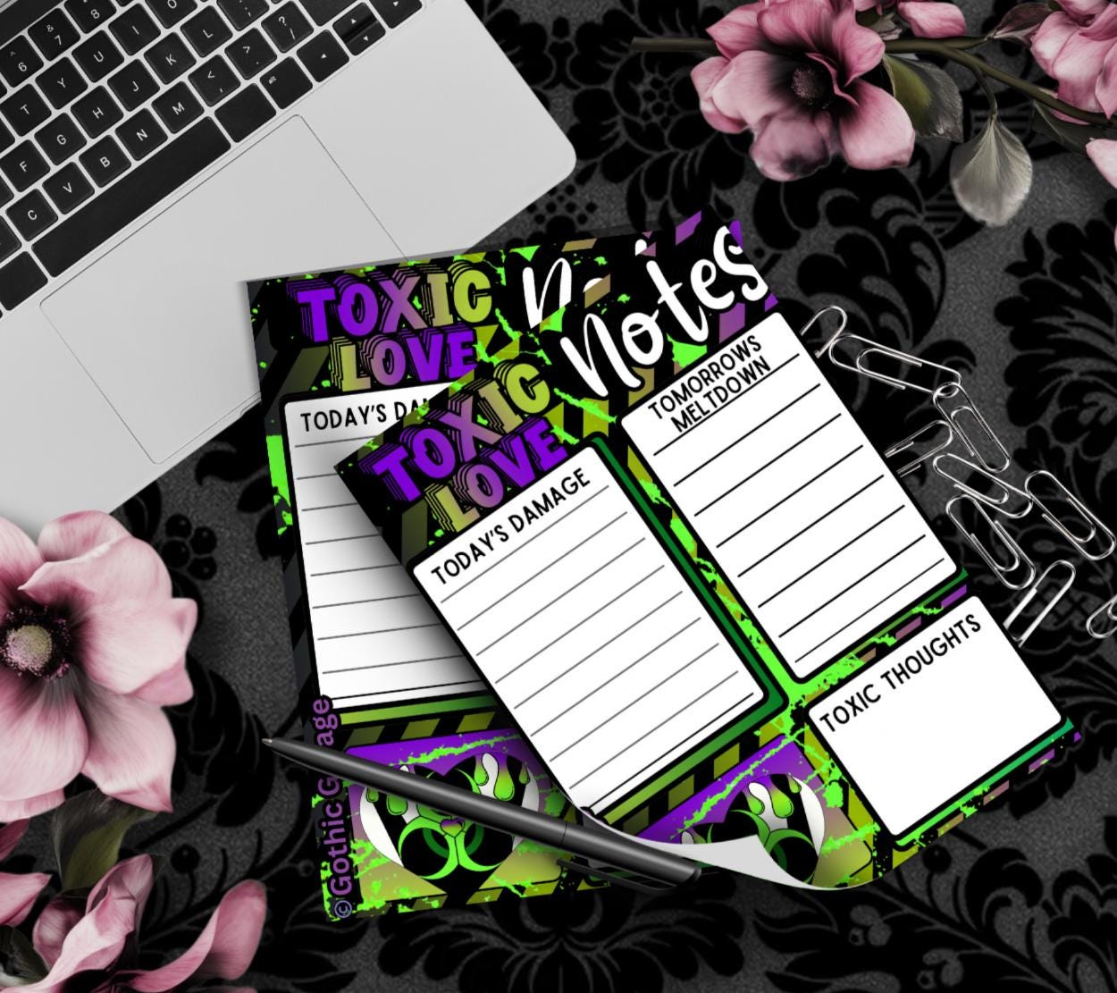 Toxic Love Notepad – Funny Dark To Do List Pad | Gothic Desk Planner