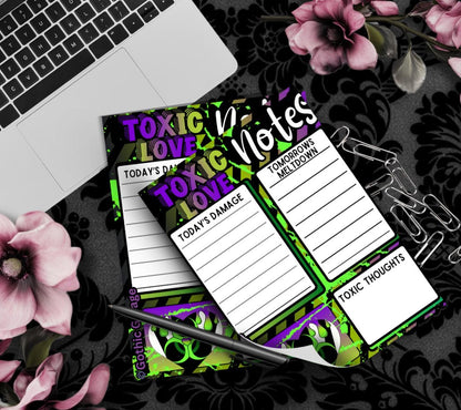 Toxic Love Notepad – Funny Dark To Do List Pad | Gothic Desk Planner