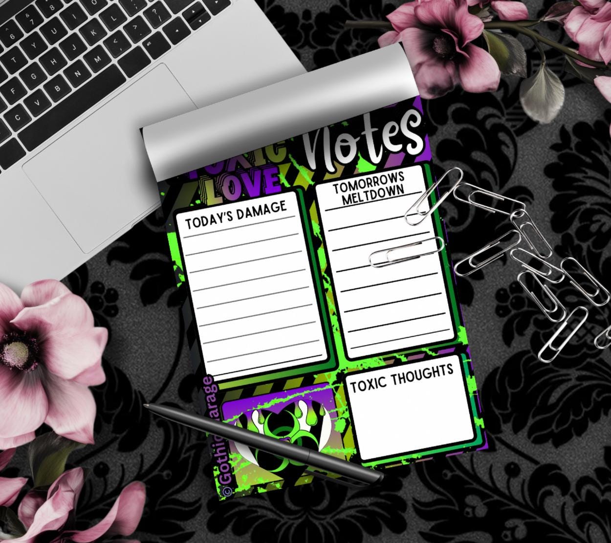 Toxic Love Notepad – Funny Dark To Do List Pad | Gothic Desk Planner