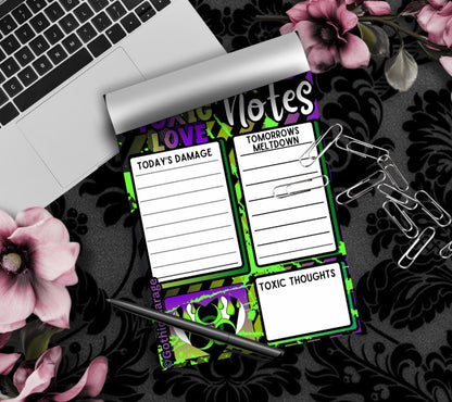 Toxic Love Notepad – Funny Dark To Do List Pad | Gothic Desk Planner