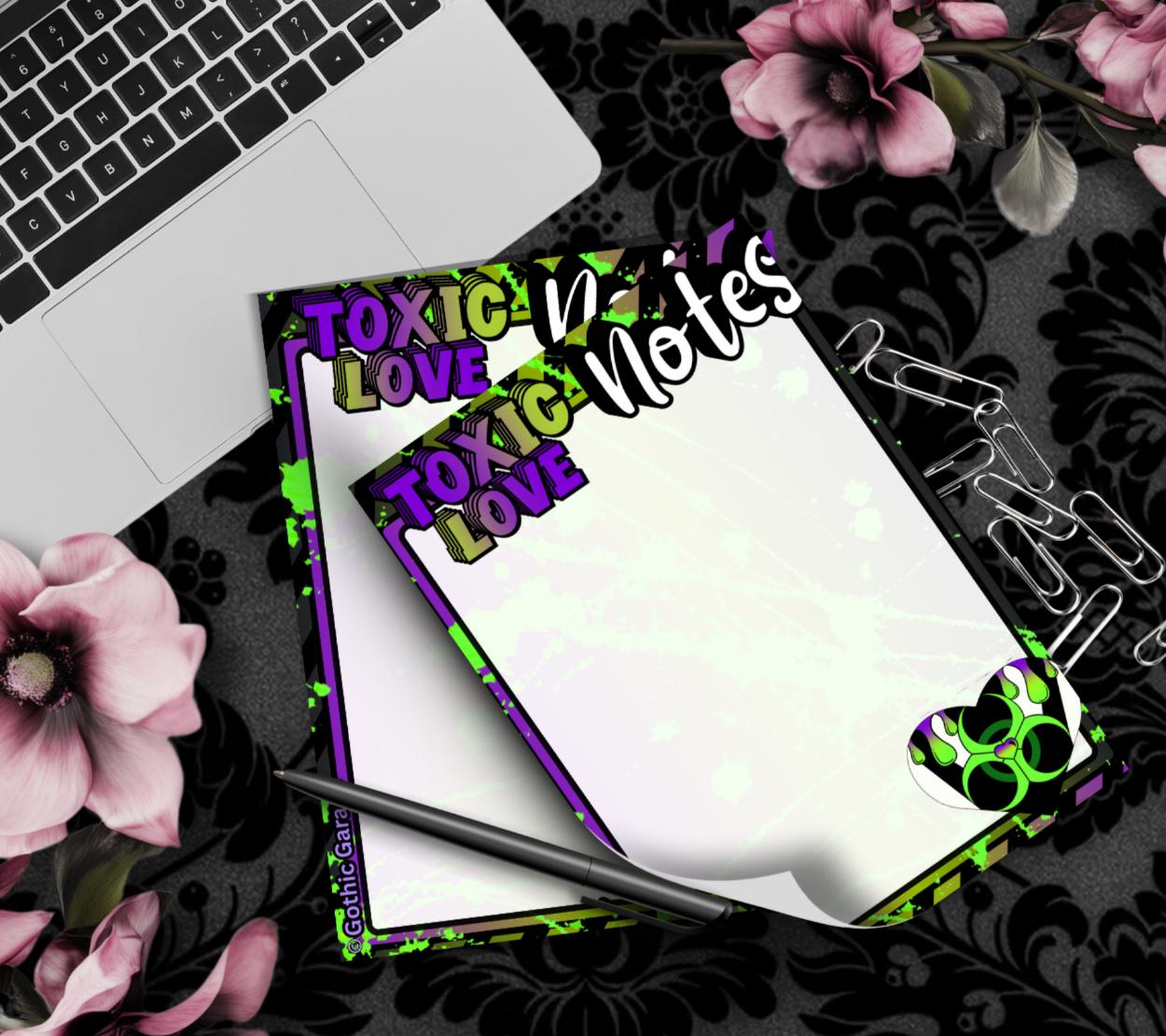 Toxic Love Gothic Notepad – Alt Aesthetic Memo Pad | Cute Dark Stationery for Desk Notes