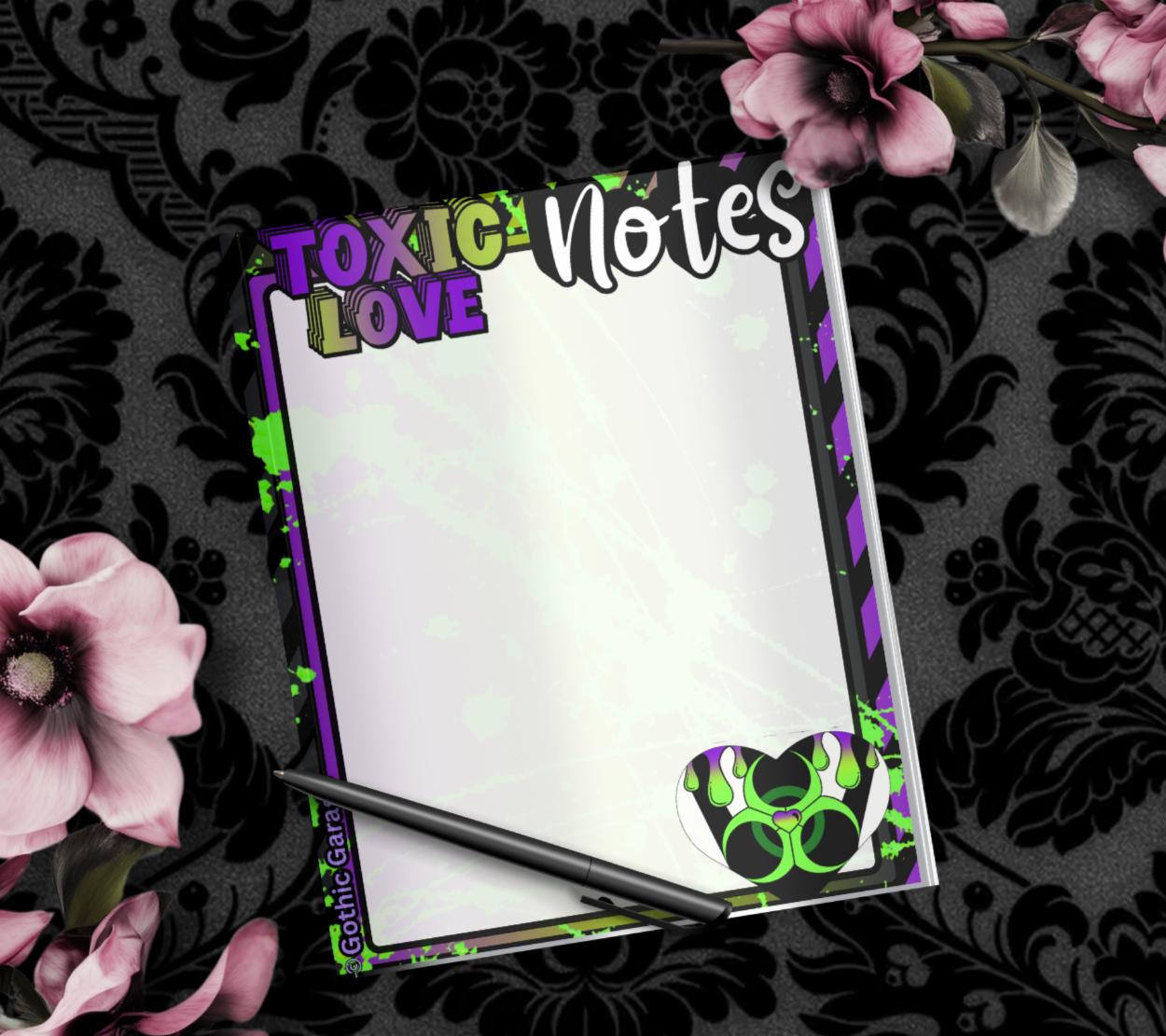 Toxic Love Gothic Notepad – Alt Aesthetic Memo Pad | Cute Dark Stationery for Desk Notes