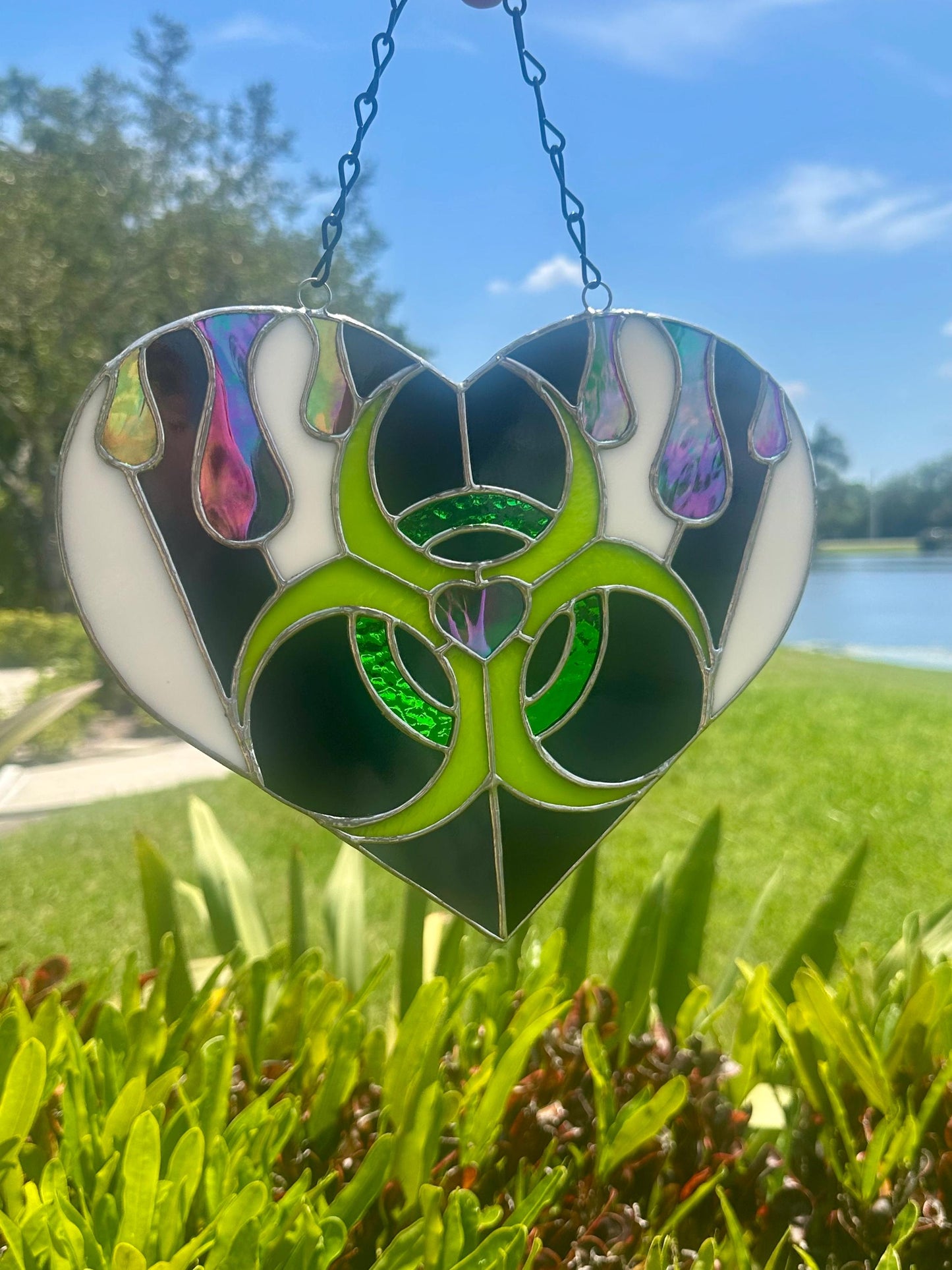 Toxic Love Stained Glass Heart Suncatcher | Gothic Window & Wall Decor