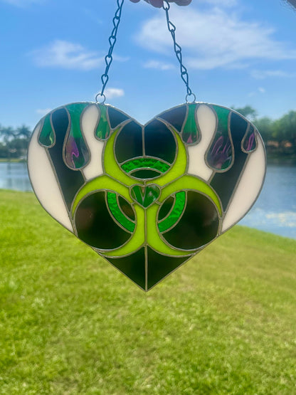 Toxic Love Stained Glass Heart Suncatcher | Gothic Window & Wall Decor