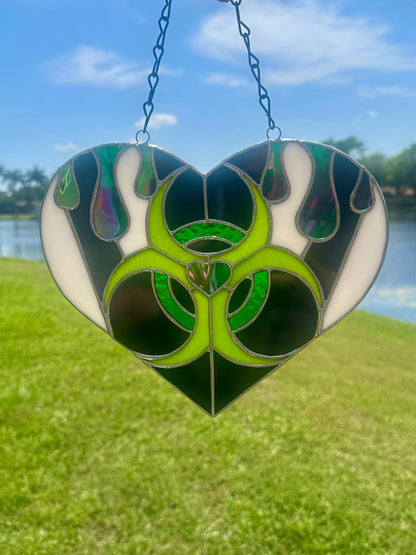 Toxic Love Stained Glass Heart Suncatcher | Gothic Window & Wall Decor