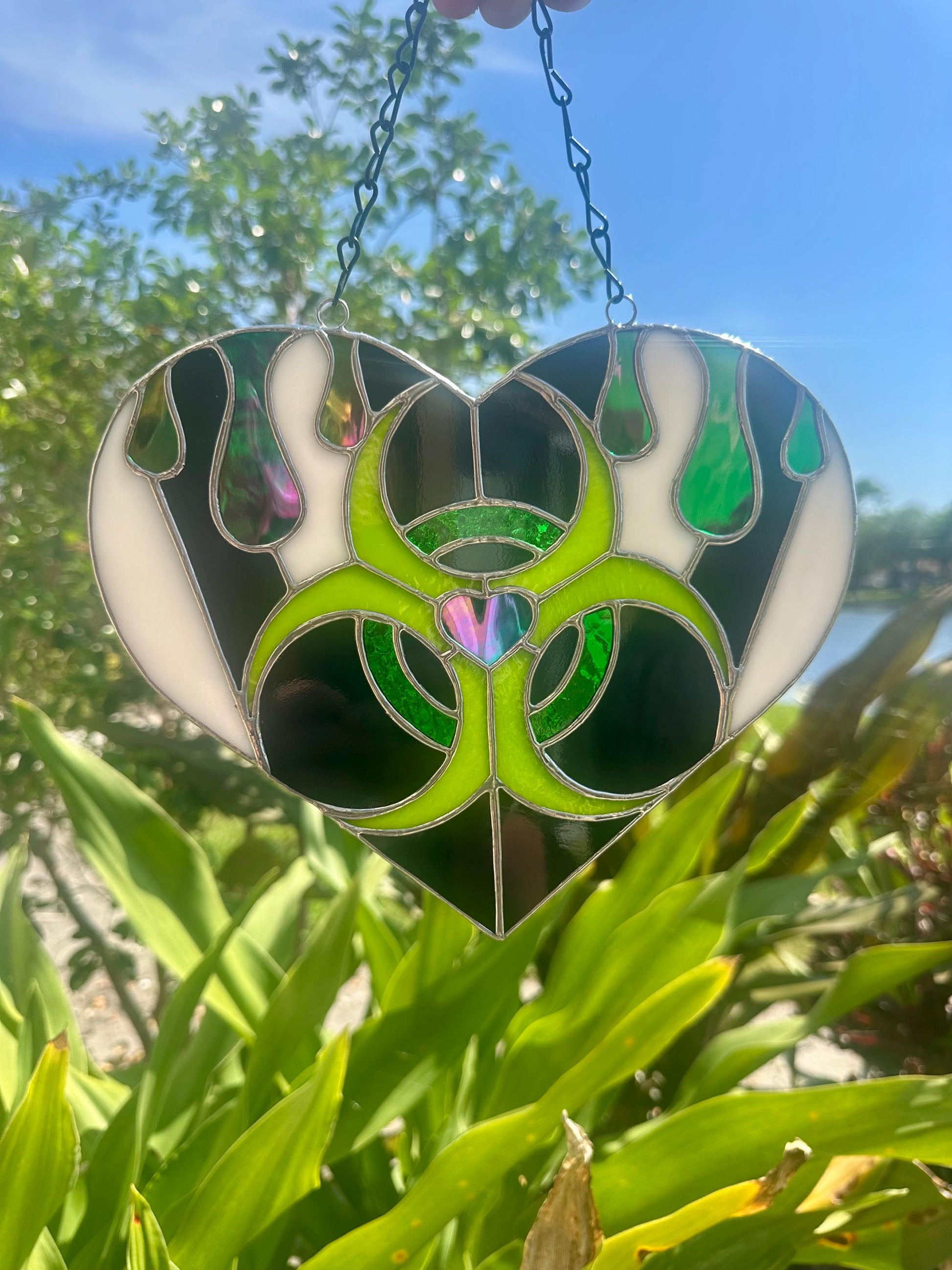 Toxic Love Stained Glass Heart Suncatcher | Gothic Window & Wall Decor