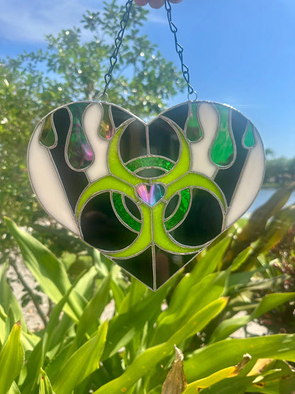 Toxic Love Stained Glass Heart Suncatcher | Gothic Window & Wall Decor