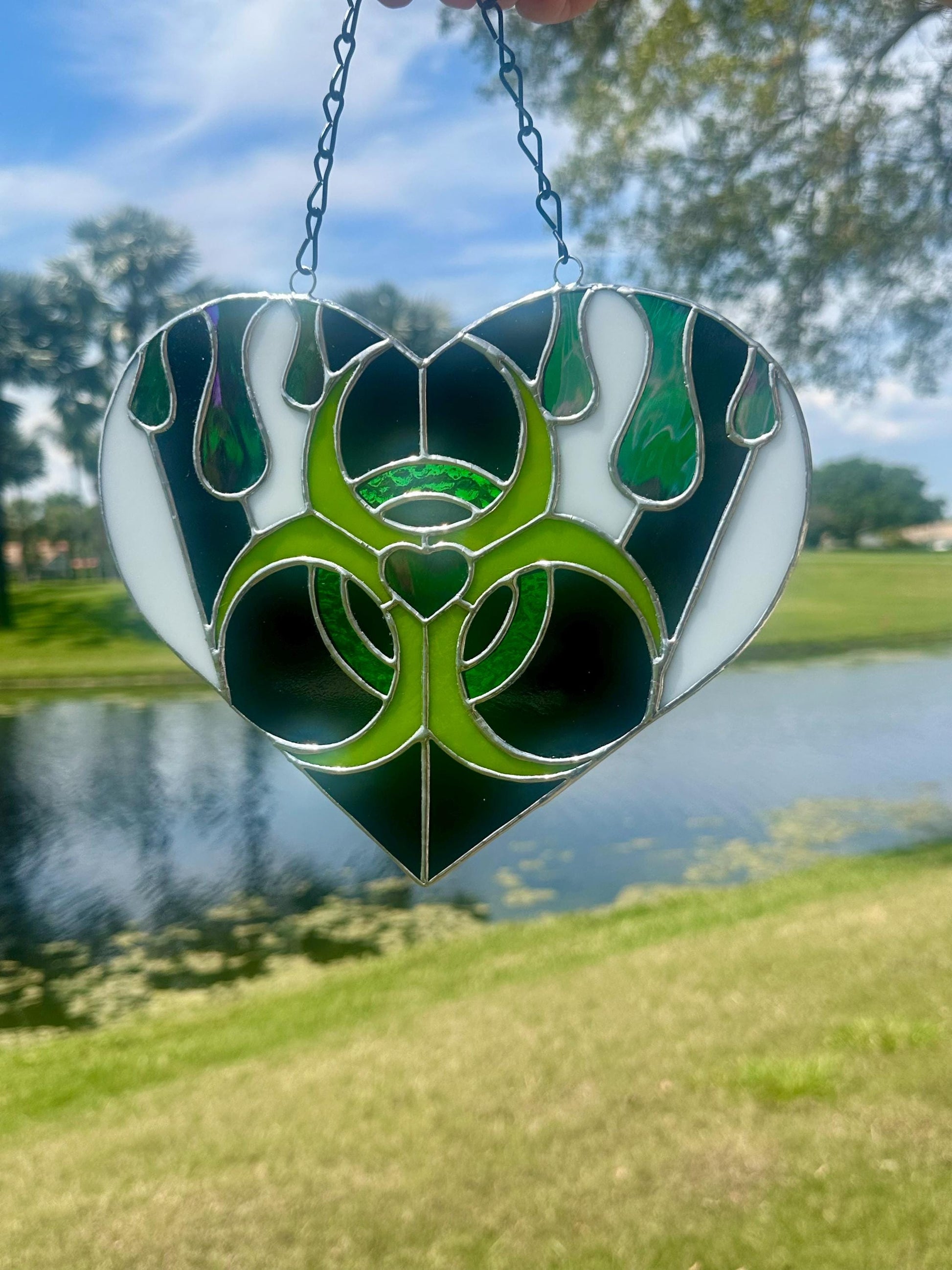 Toxic Love Stained Glass Heart Suncatcher | Gothic Window & Wall Decor