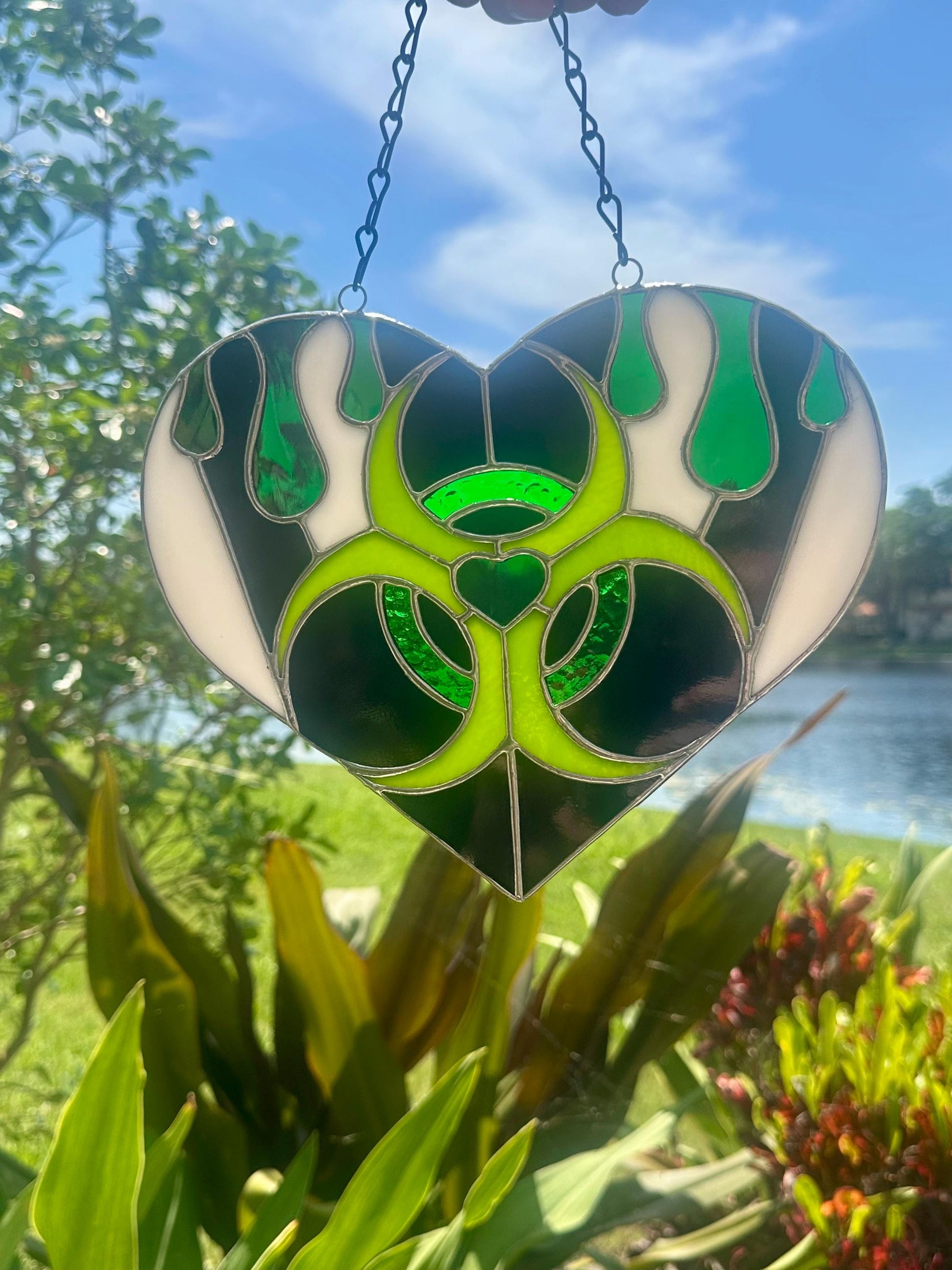 Toxic Love Stained Glass Heart Suncatcher | Gothic Window & Wall Decor