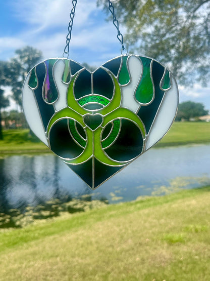 Toxic Love Stained Glass Heart Suncatcher | Gothic Window & Wall Decor
