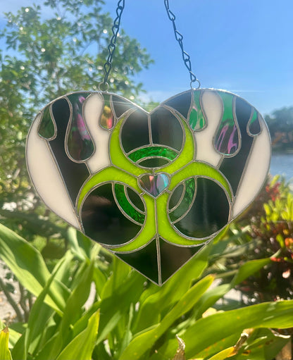 Toxic Love Stained Glass Heart Suncatcher | Gothic Window & Wall Decor