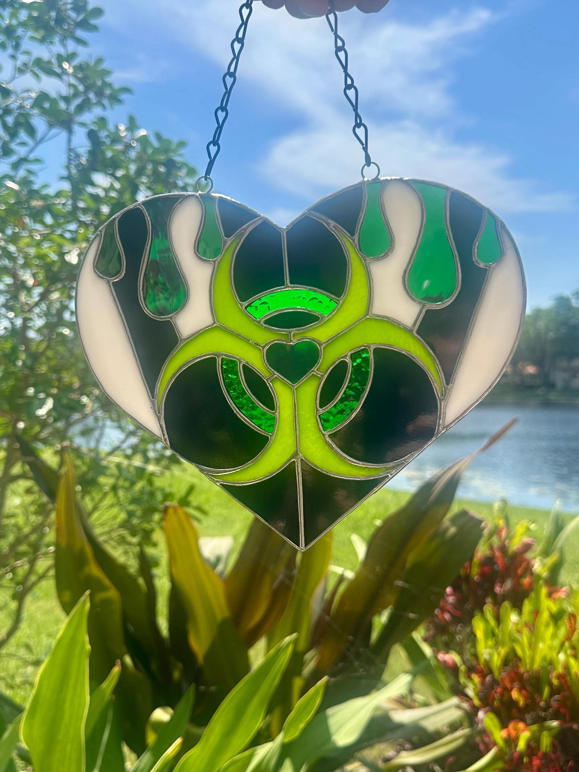 Toxic Love Stained Glass Heart Suncatcher | Gothic Window & Wall Decor