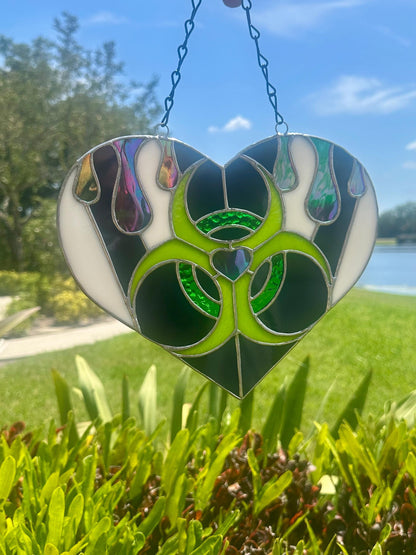 Toxic Love Stained Glass Heart Suncatcher | Gothic Window & Wall Decor