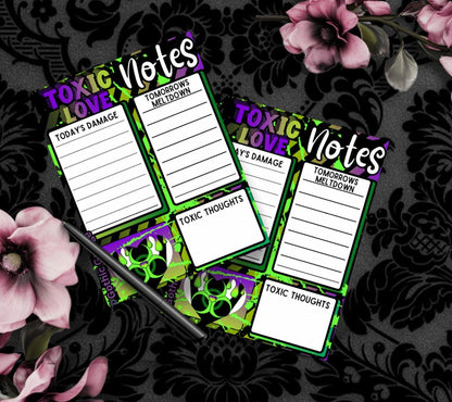 Toxic Love Notepad – Funny Dark To Do List Pad | Gothic Desk Planner