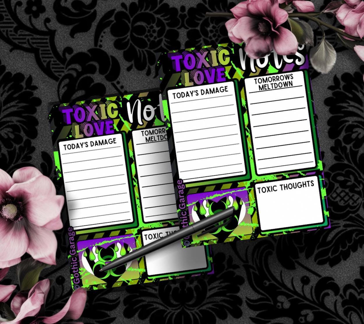 Toxic Love Notepad – Funny Dark To Do List Pad | Gothic Desk Planner