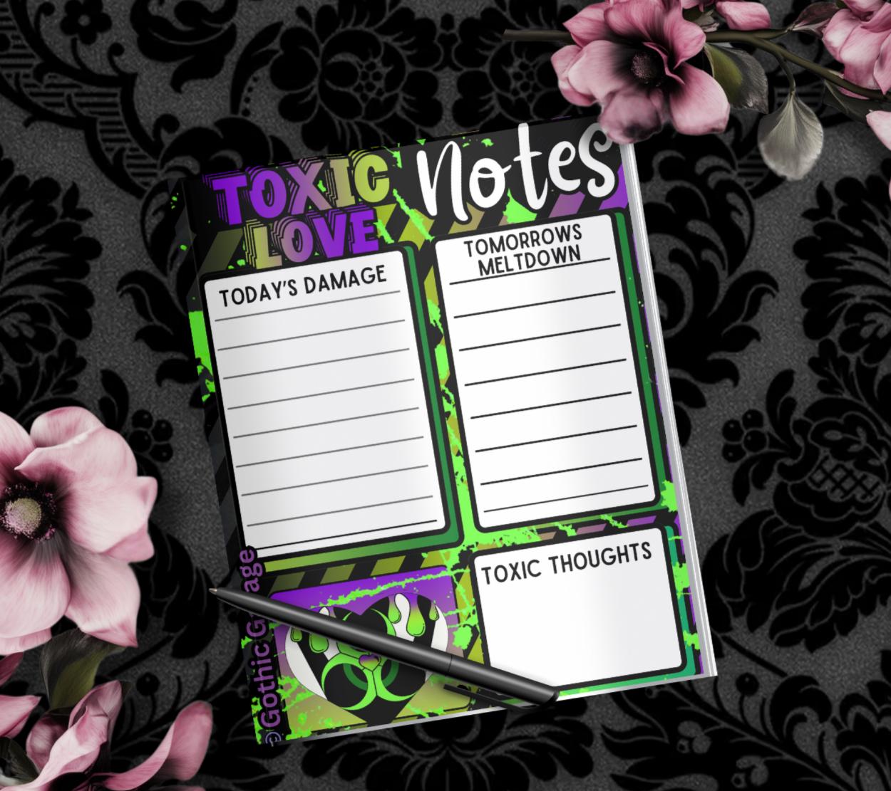 Toxic Love Notepad – Funny Dark To Do List Pad | Gothic Desk Planner