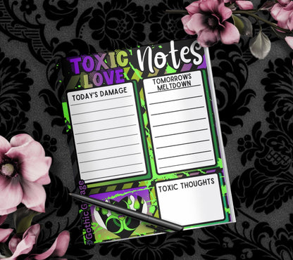 Toxic Love Notepad – Funny Dark To Do List Pad | Gothic Desk Planner