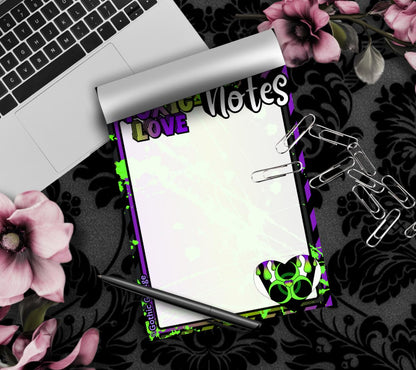 Toxic Love Gothic Notepad – Alt Aesthetic Memo Pad | Cute Dark Stationery for Desk Notes