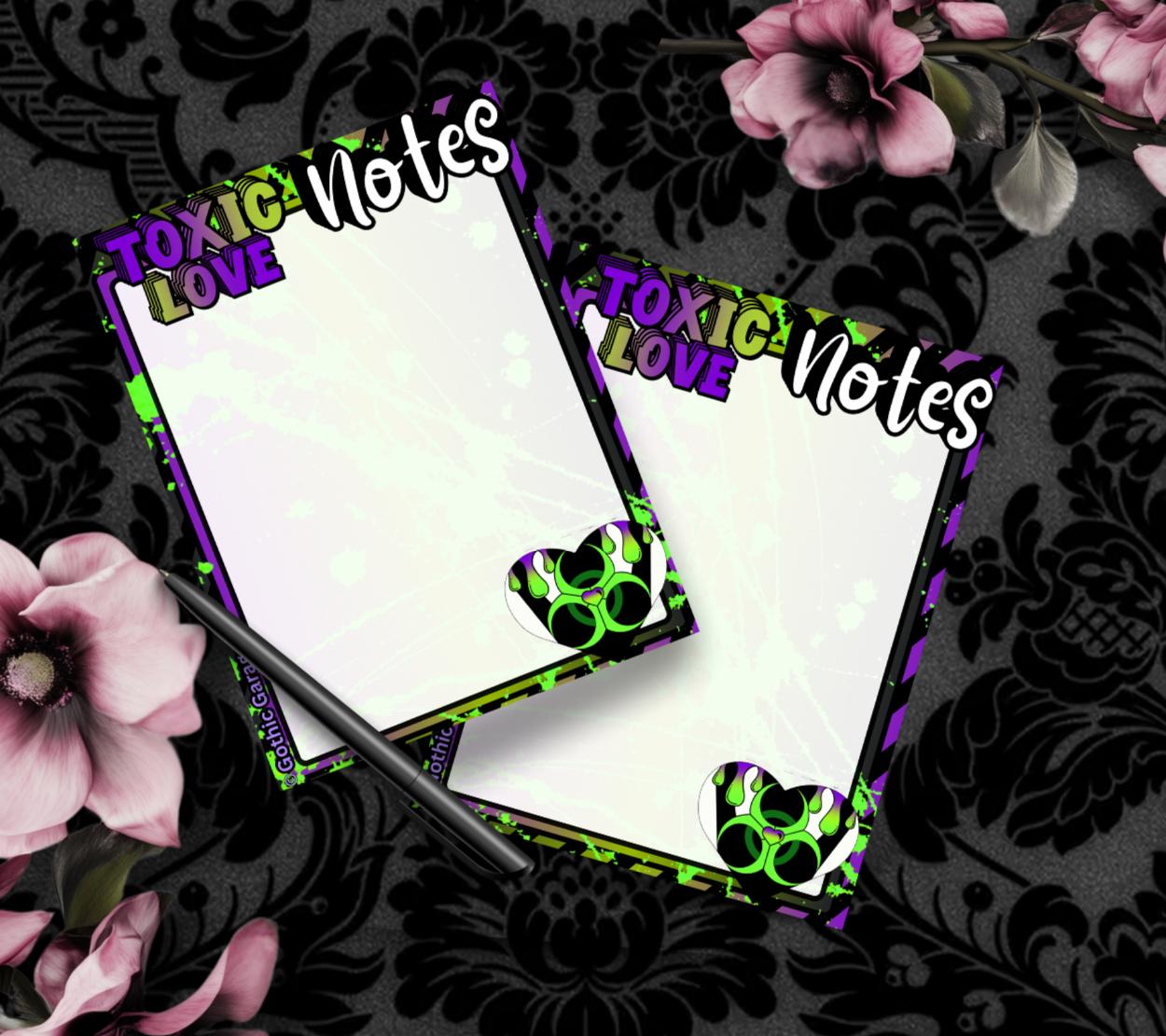 Toxic Love Gothic Notepad – Alt Aesthetic Memo Pad | Cute Dark Stationery for Desk Notes