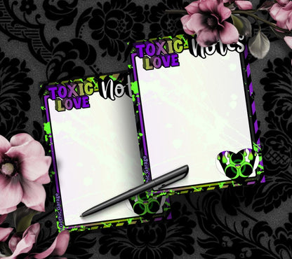 Toxic Love Gothic Notepad – Alt Aesthetic Memo Pad | Cute Dark Stationery for Desk Notes