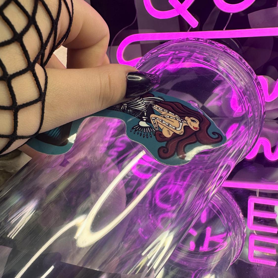 Gothic Nude Mermaid Die Cut Waterproof Sticker—Dive deep into haunting waters with this mesmerizing dark fantasy sticker!
