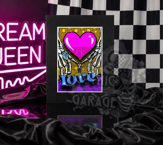 Skeleton Love Pop Art Print – Gothic Valentine’s Decor, ’Til Death Art, 8x6 or 11x14