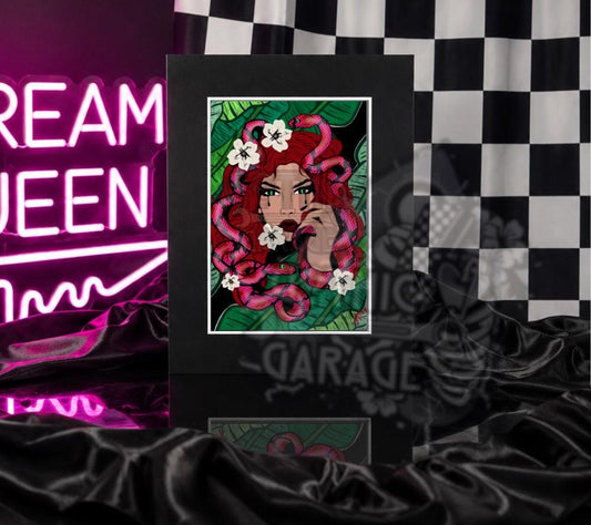Medusa Gothic Art Print: Dark Snake Goddess Wall Decor