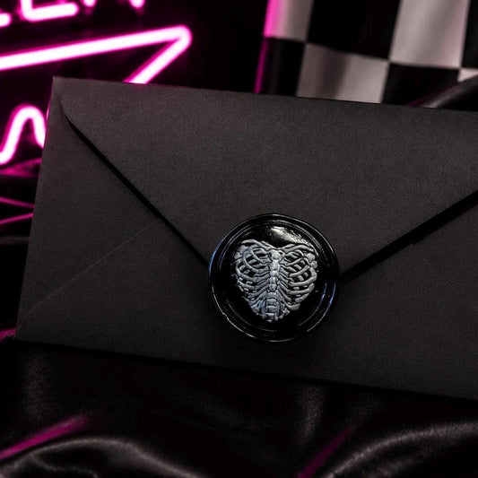 Gothic Ribcage Wax Seal Sticker: Dark Academia Stationery