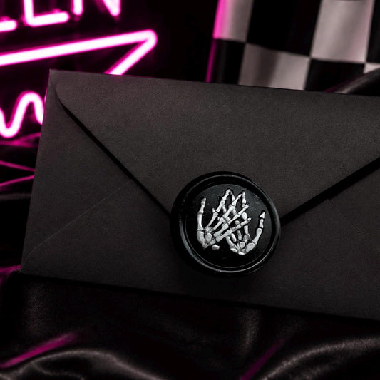 Gothic Skeleton Hand Soy Wax Seal Sticker: Handpoured Wedding Invitation Seal