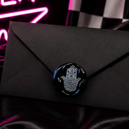Hamsa Hand Wax Seal – Gothic Protective Evil Eye Stamp for Envelopes, Letters & Journals